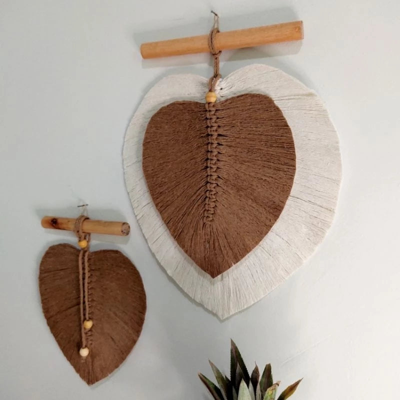Painel de folhas - Decoração de parede em Macramê