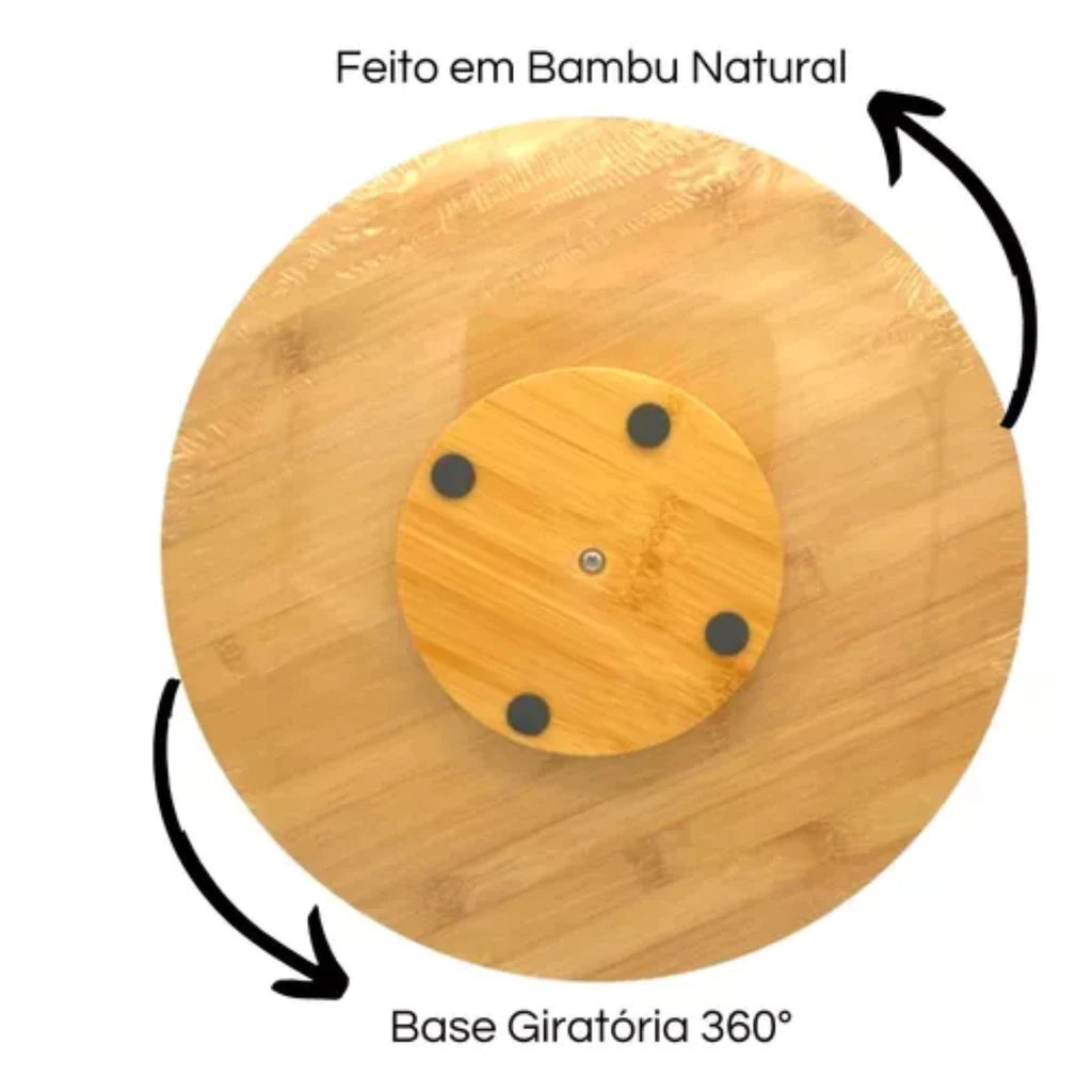 Tábua De Bambu Com Base Giratória 360°