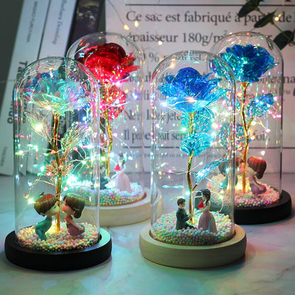 Rosa Love Led - Rosa Encantada na Cúpula de Vidro