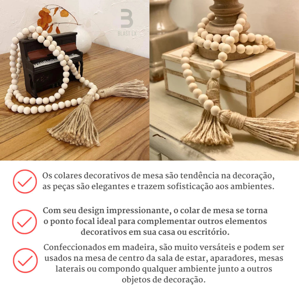 Colar de Mesa Decorativo Carvalho 80cm