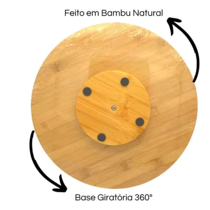 Tábua De Bambu Com Base Giratória 360°
