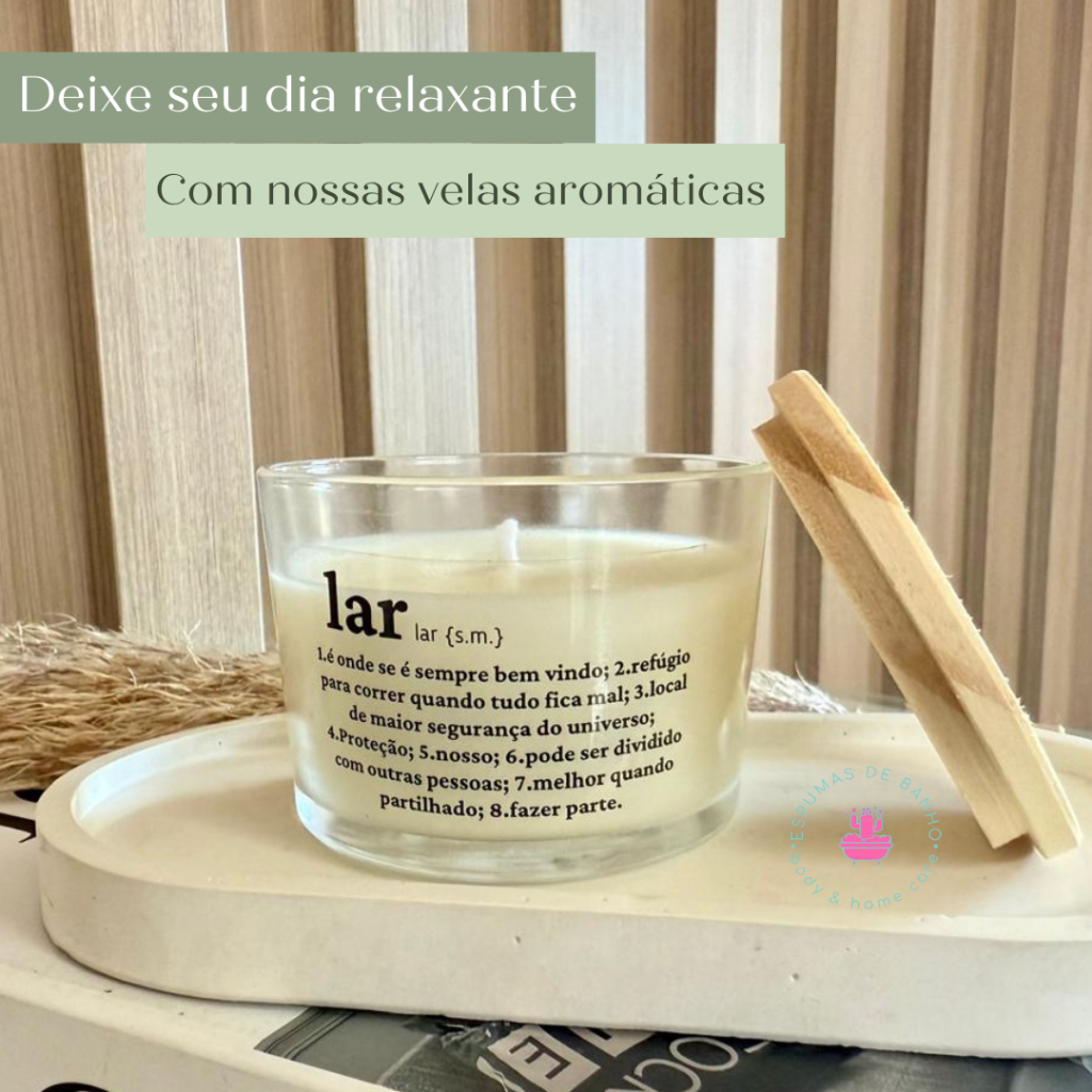 Vela perfumada frases - 100g COM TAMPA DE MADEIRA - ARTESANAL VEGANA